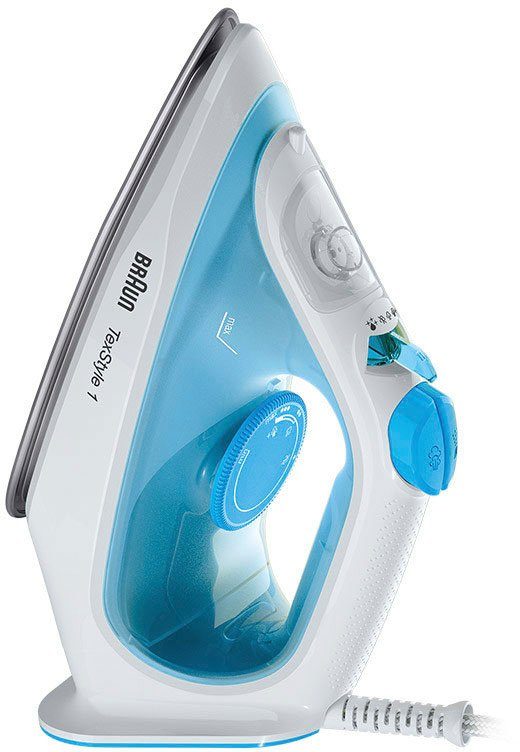 Braun Dampfbügeleisen TexStyle 1 SI 1050 BL, 2000 W, mit SuperCeramic Bügelsohle, 2000 Watt, Blau