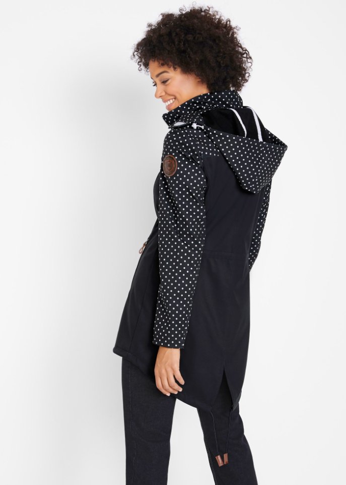 Bedruckte Softshelljacke, schlanker Schnitt, wasserabweisend