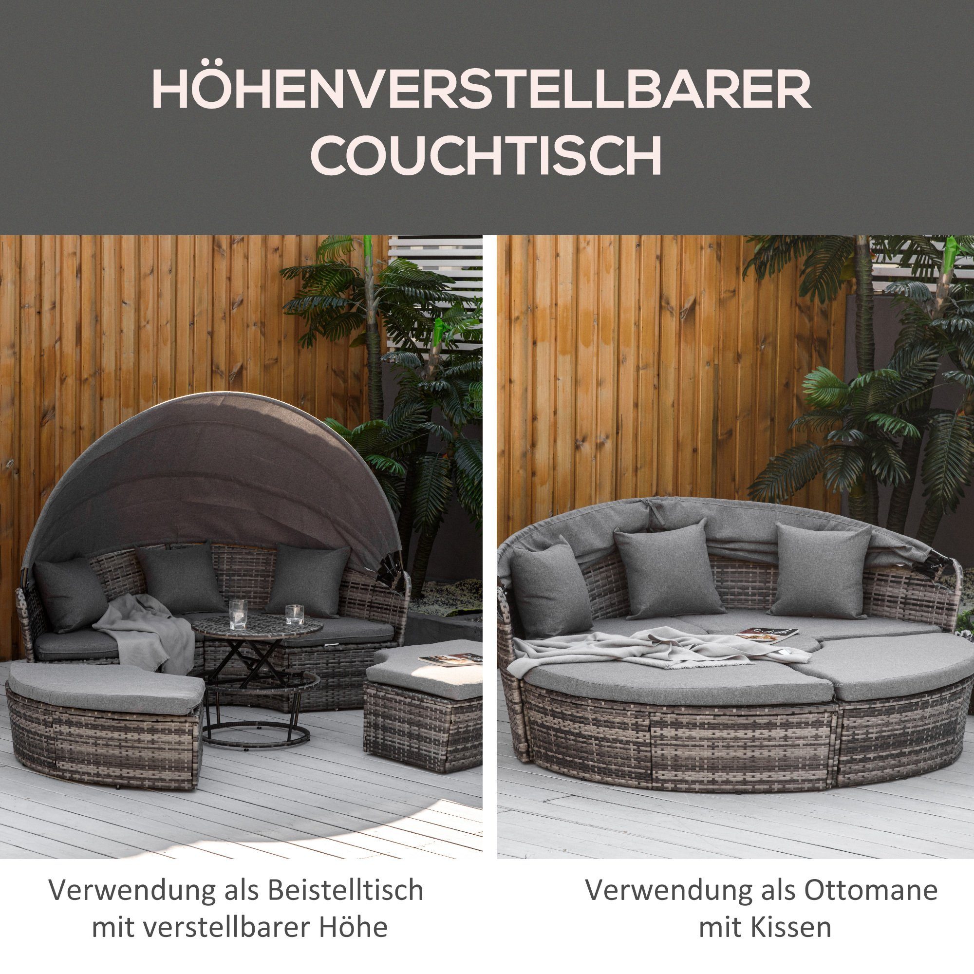 Outsunny Gartenliege Liege mit Loungefunktion