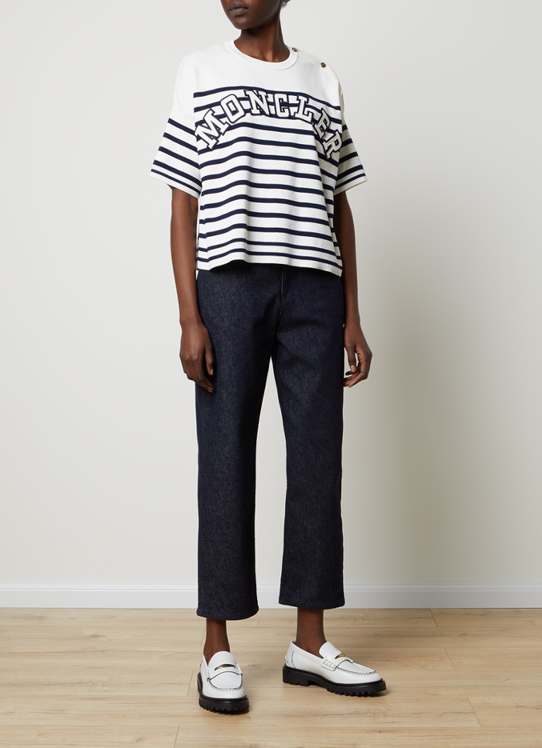 Maglione Moncler a maglia fine con logo e bottoni decorativi.