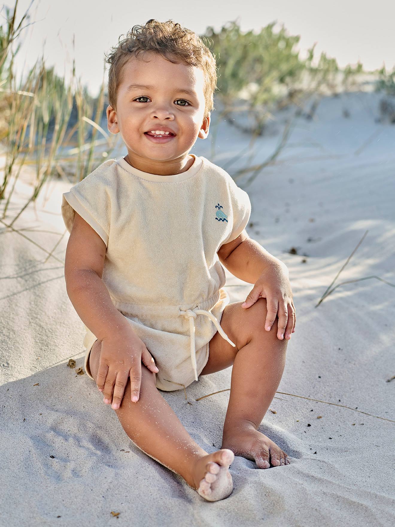 Vertbaudet Baby Sommer-Overall aus Frottee Oeko-Tex - wollweiß