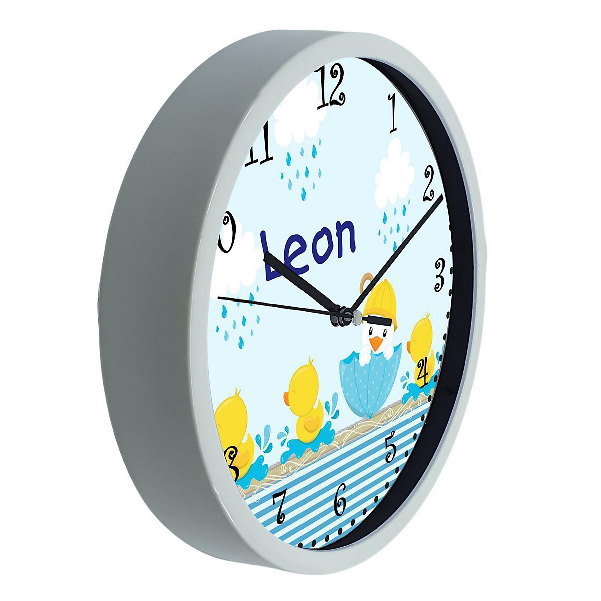 Kinder Wanduhr personalisiert mit Name Ente