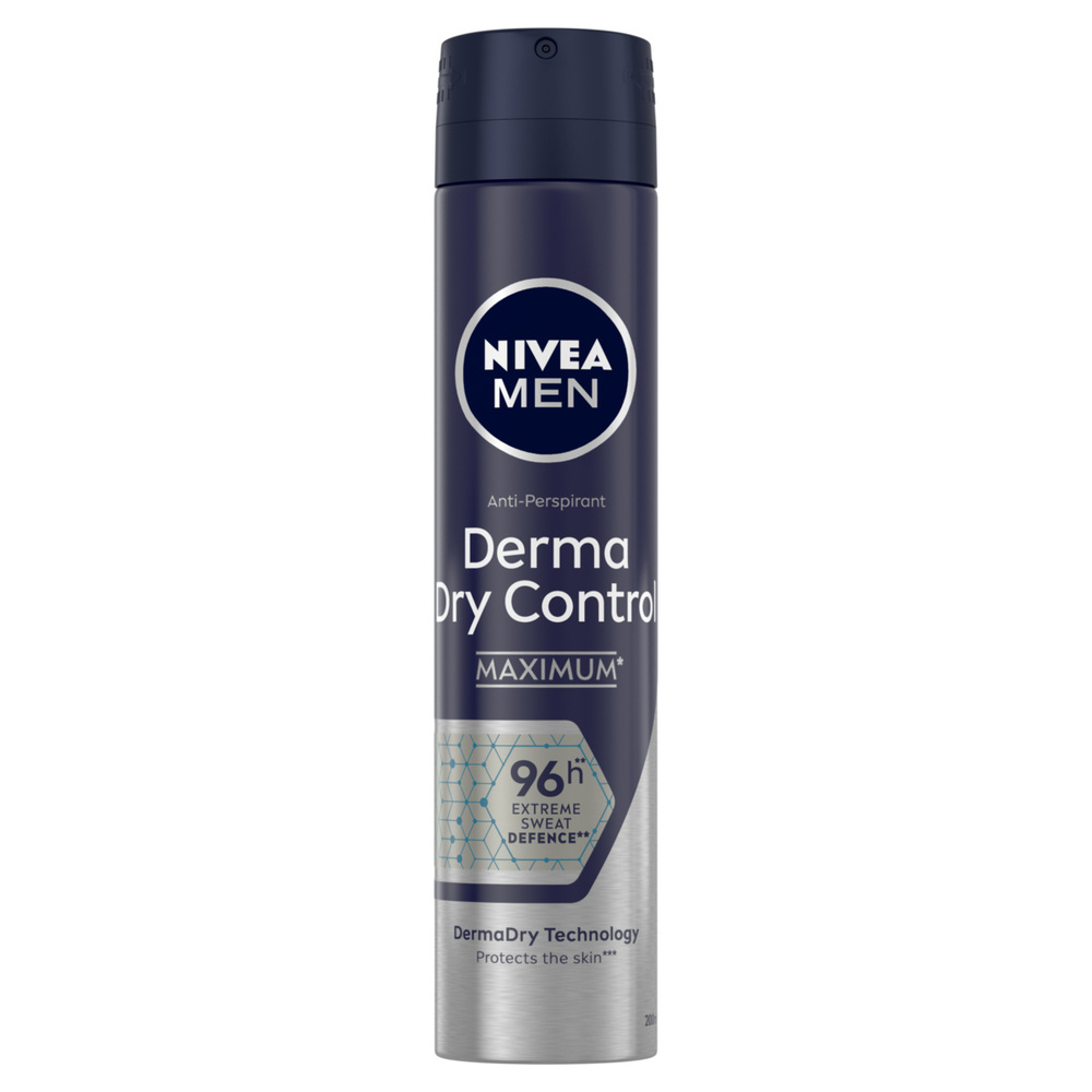 nivea DERMA DRY CONTROL - Déodorant Spray Protection excessive 96h 200ml Déodorant spray DERMA CONTROL 95H Homme