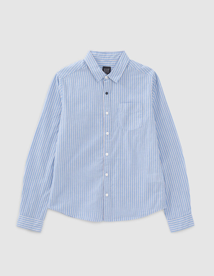Chemise écrue à rayures bleues garçon