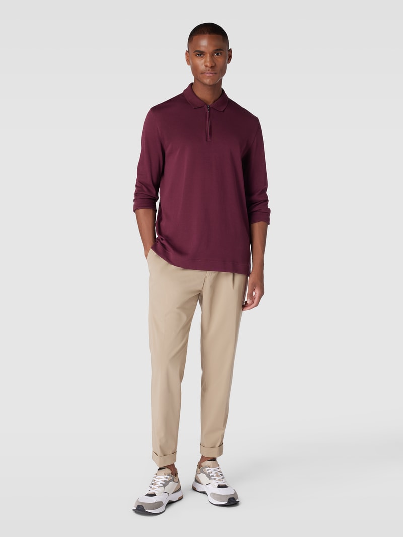 Poloshirt mit kurzerm Reißverschluss in dunkelrot