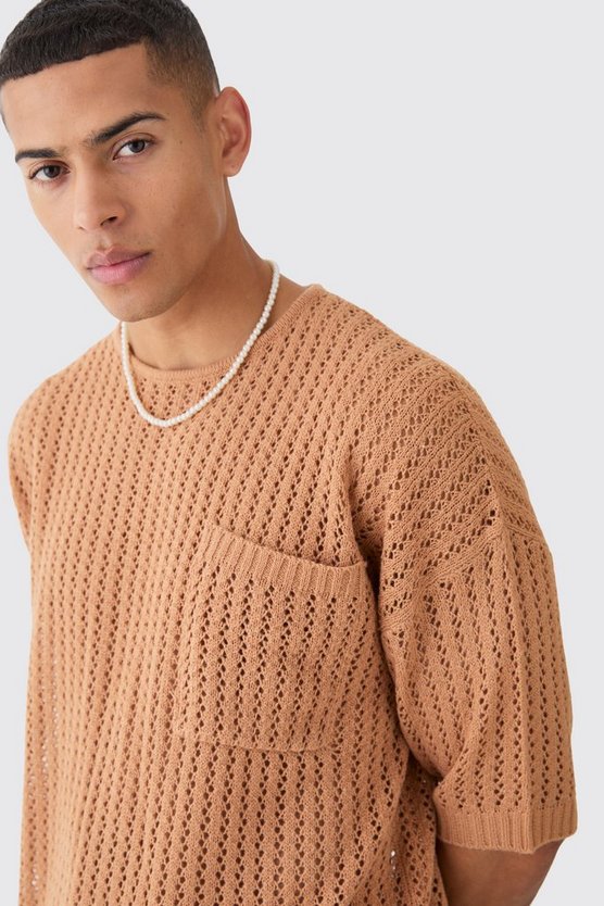Oversize T-Shirt mit Tasche und Naht-Detail