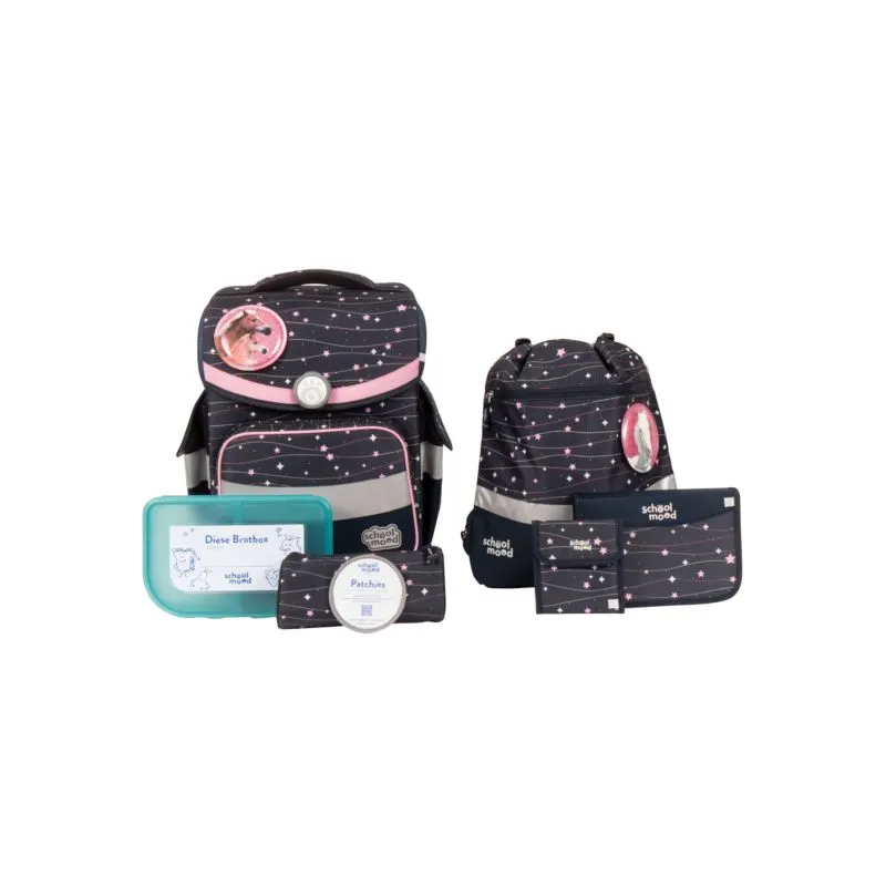 School Mood Timeless 7-teiliges Schulranzen-Set - Ella (Pony)