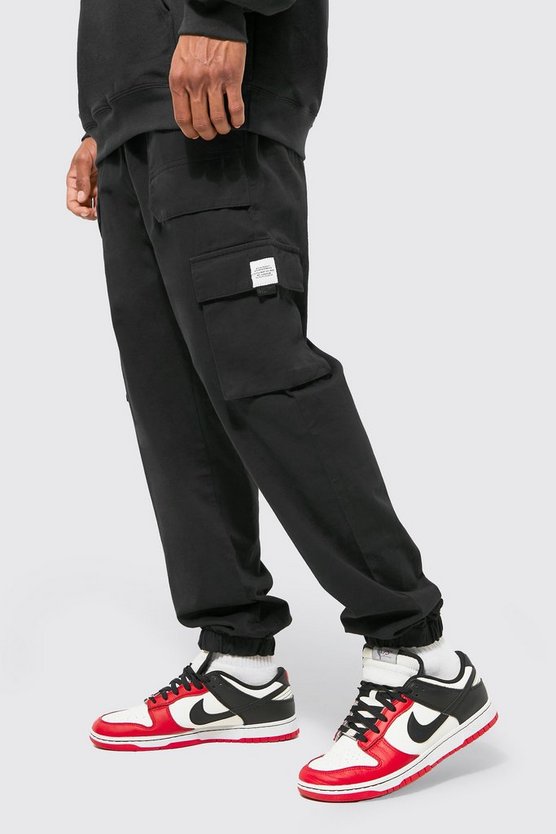 Twill Cargo-Jogginghose mit Gürtel