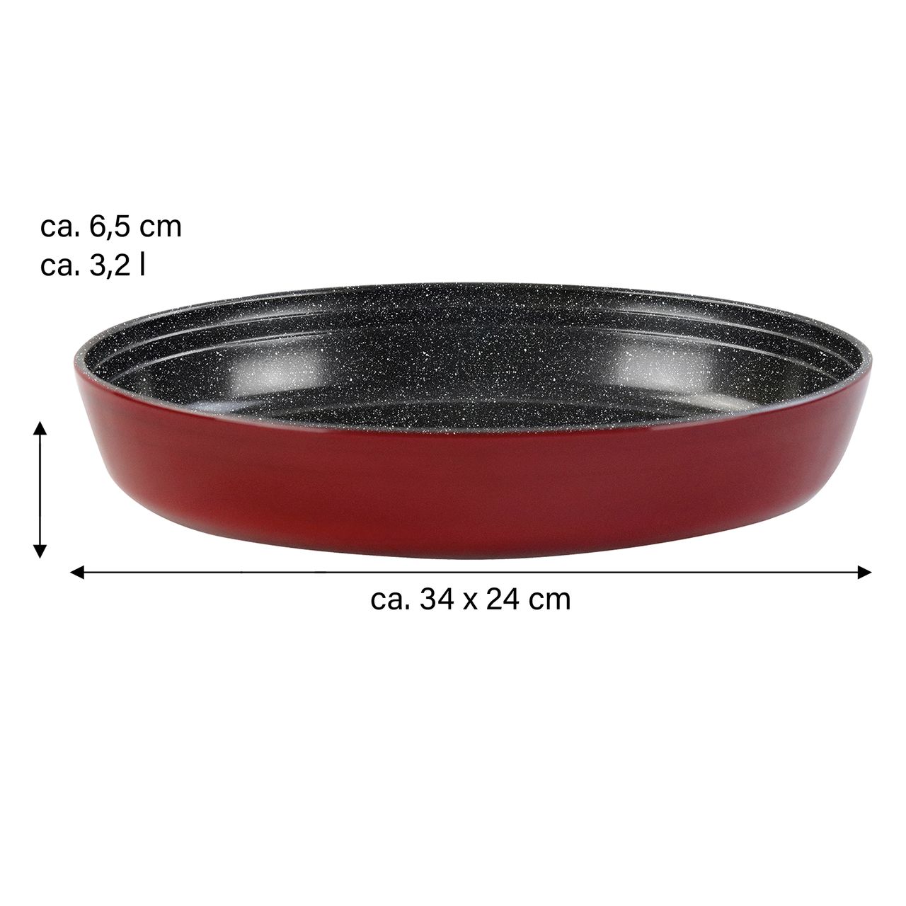 STONELINE® STONELINE Auflaufform aus Borosilikat mit Beschichtung, oval, 34,4 x 24,2 x 6,5 cm, 3,2 L