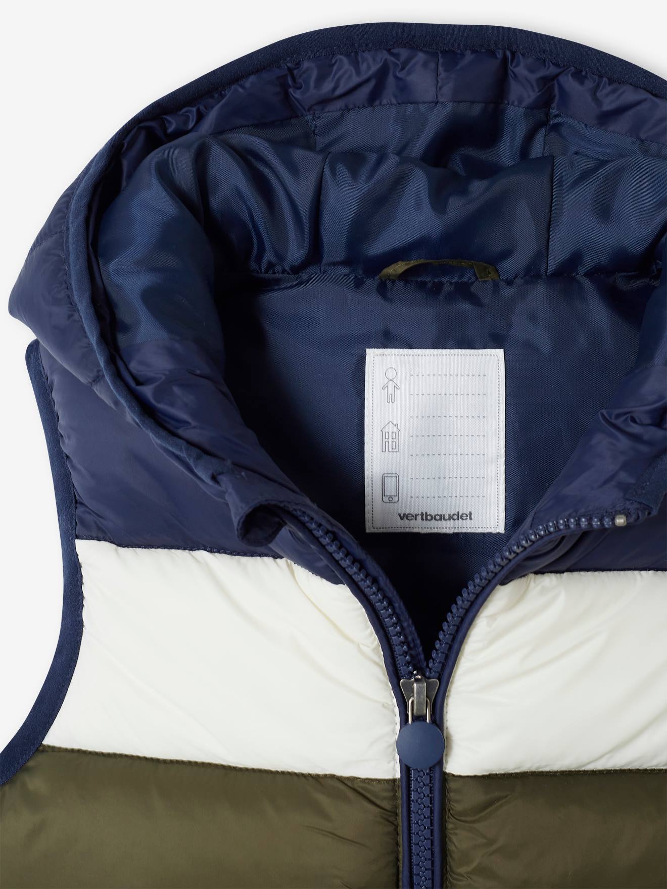 Vertbaudet Jungen Steppweste mit Kapuze & Recyclingmaterial - khaki