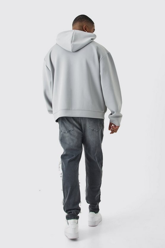 Plus kastiger Oversize Scuba Hoodie mit Reißverschluss