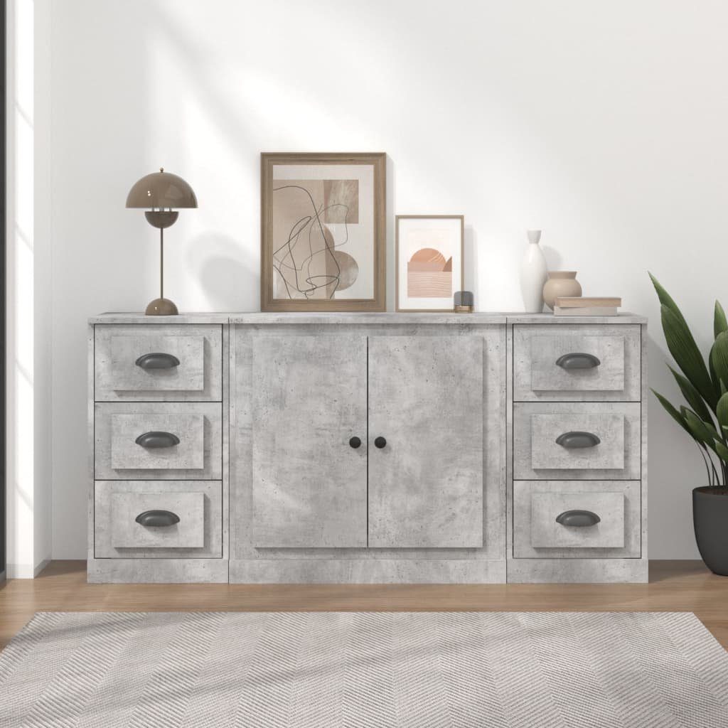 vidaXL Sideboard Sideboards 3 Stk. Betongrau Holzwerkstoff (3 St)