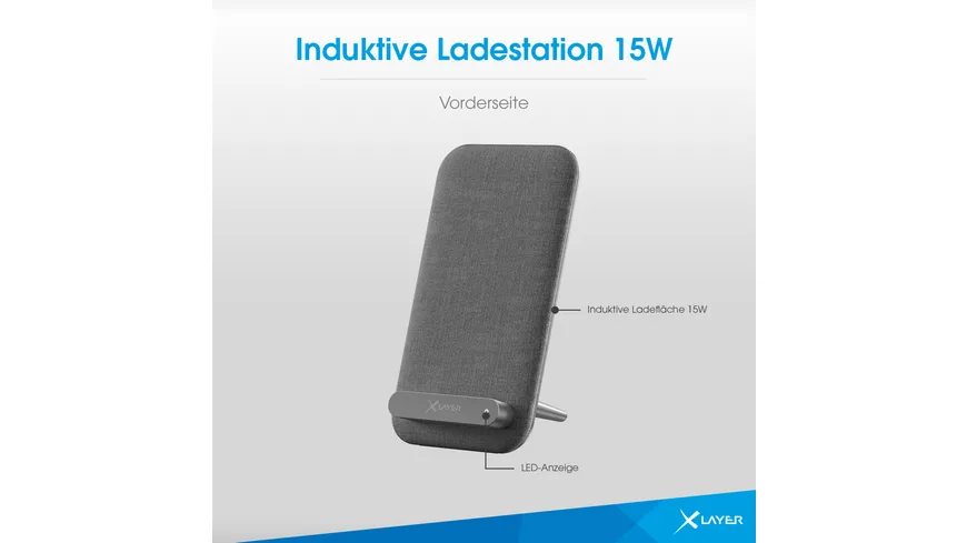 XLayer Induktive Ladestation 15W Qi-zertifiziert Dark Grey