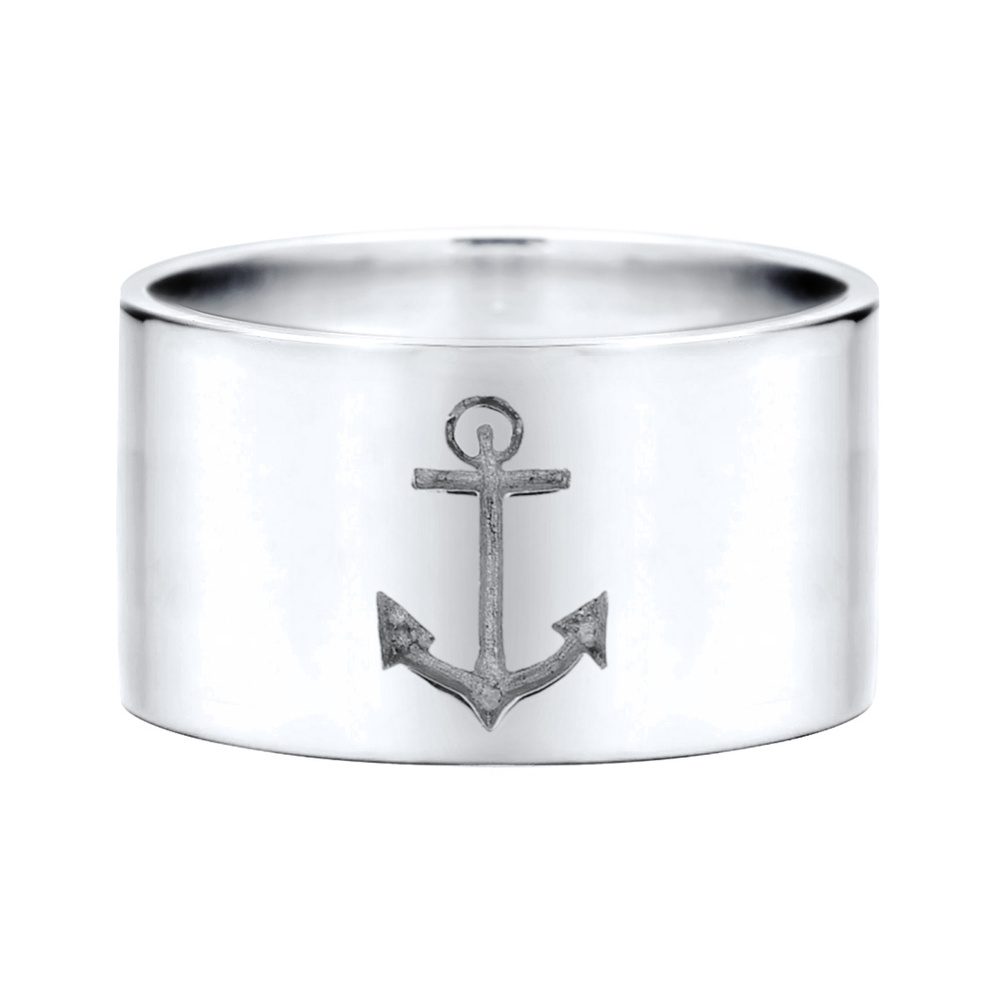 Elli Elli Bague Femmes Bande Ancre Motif Maritime en Argent Sterling 925 Bague