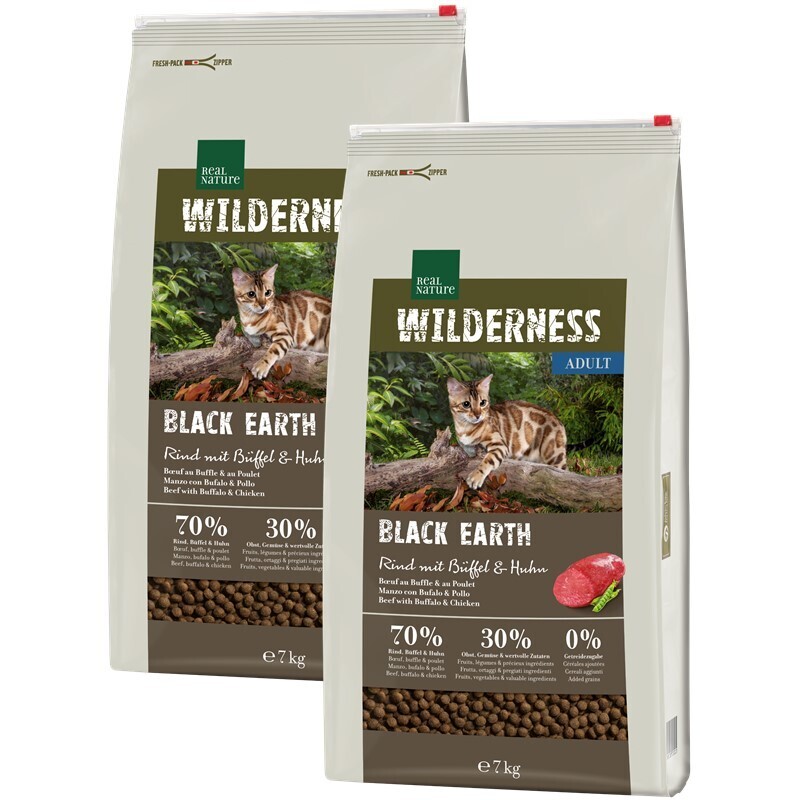 REAL NATURE Trockenfutter REAL NATURE WILDERNESS Black Earth Adult Rind, Büffel & Huhn 2x7 kg