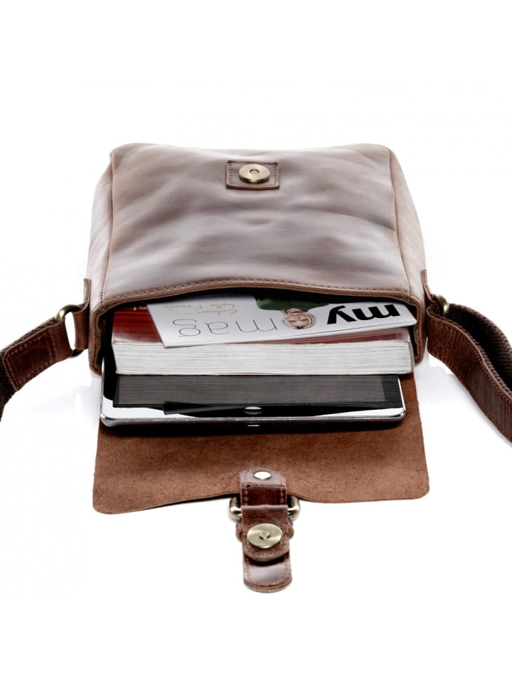 SID & VAIN Leder-Umhängetasche ORLANDO Umhängetasche Cross-Body Bag echt Leder in braun günstig kaufen onesize
