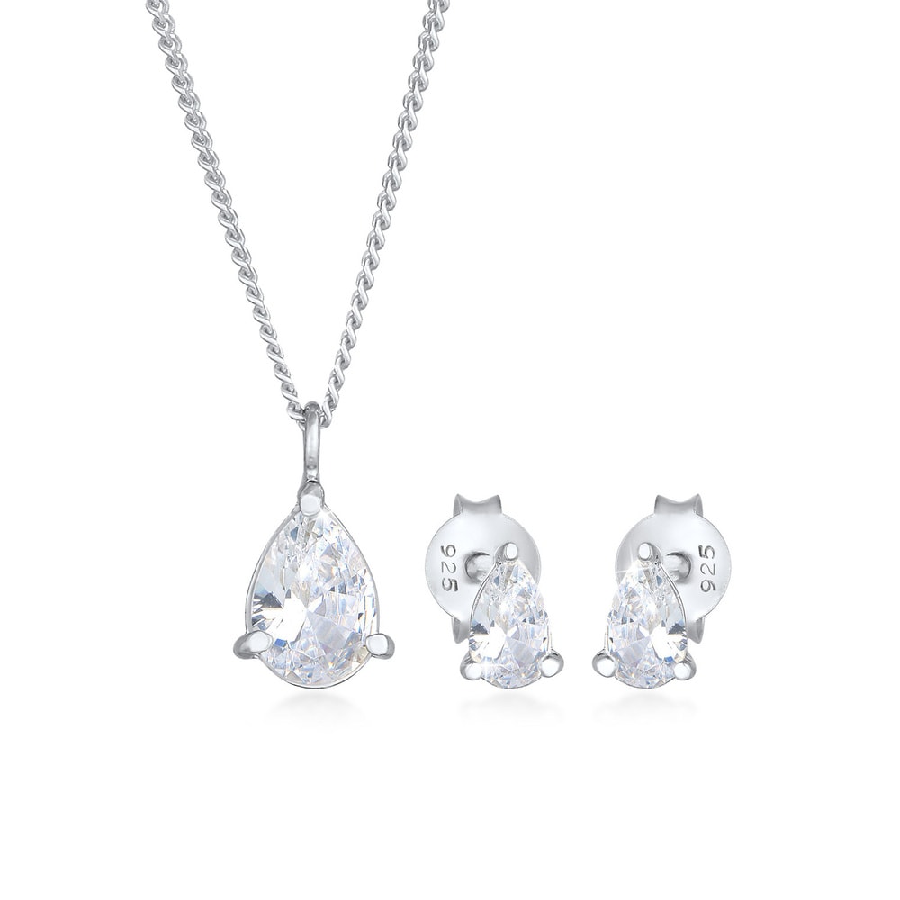Elli Elli Ensemble de Bijoux Clous d'oreilles pendentif pour dames avec pierres de zir Bijoux