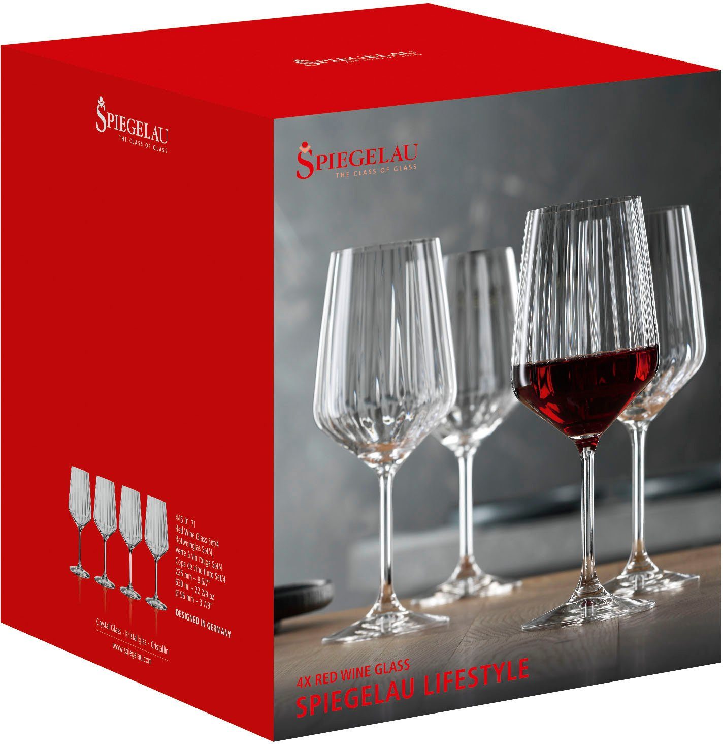 SPIEGELAU Rotweinglas LifeStyle, Kristallglas, 630 ml, 4-teilig
