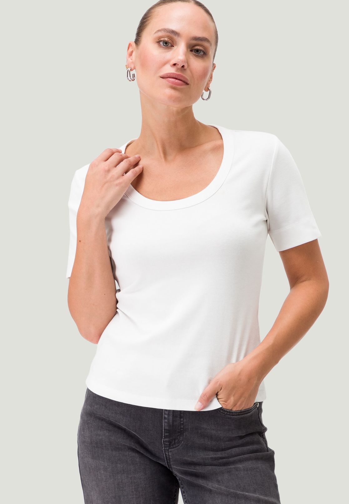Baumwollshirt mit Rundhalsausschnitt