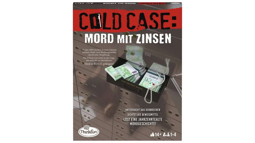 ThinkFun - Cold Case: Mord mit Zinsen. Der Krimi im eigenen Heim. Wer findet den Mörder?