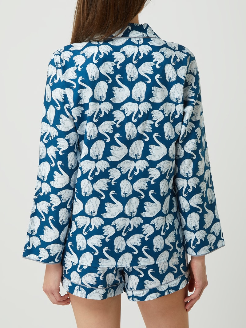 Pyjama-Oberteil aus Baumwoll-Modal-Mix Modell 'Maria' in hellblau