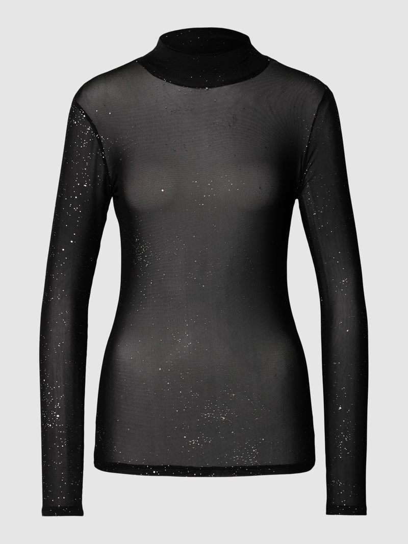 T-Shirt mit Glitzer-Optik Modell 'DILIONA' in metallic schwarz