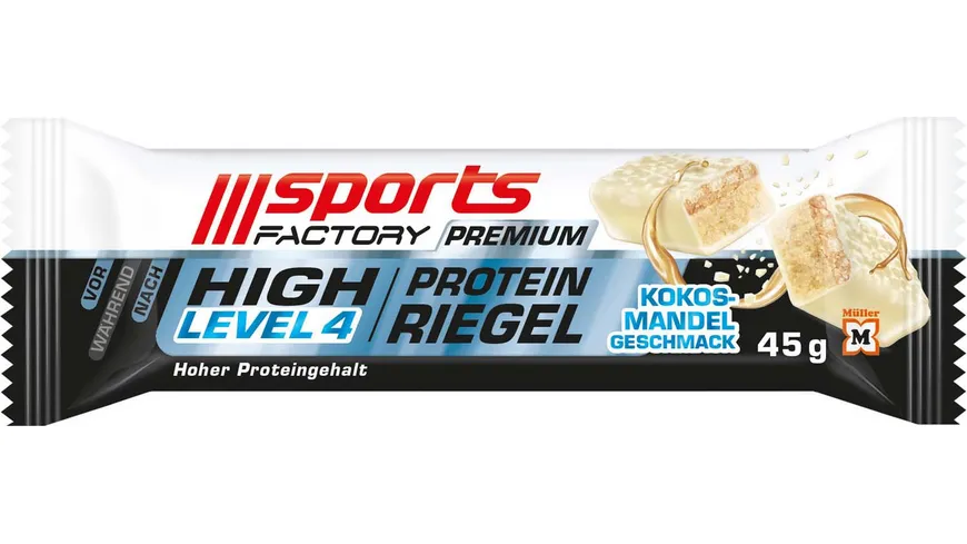 SPORTS FACTORY Proteinriegel Level 4 DLX Kokos-Mandel 45 g