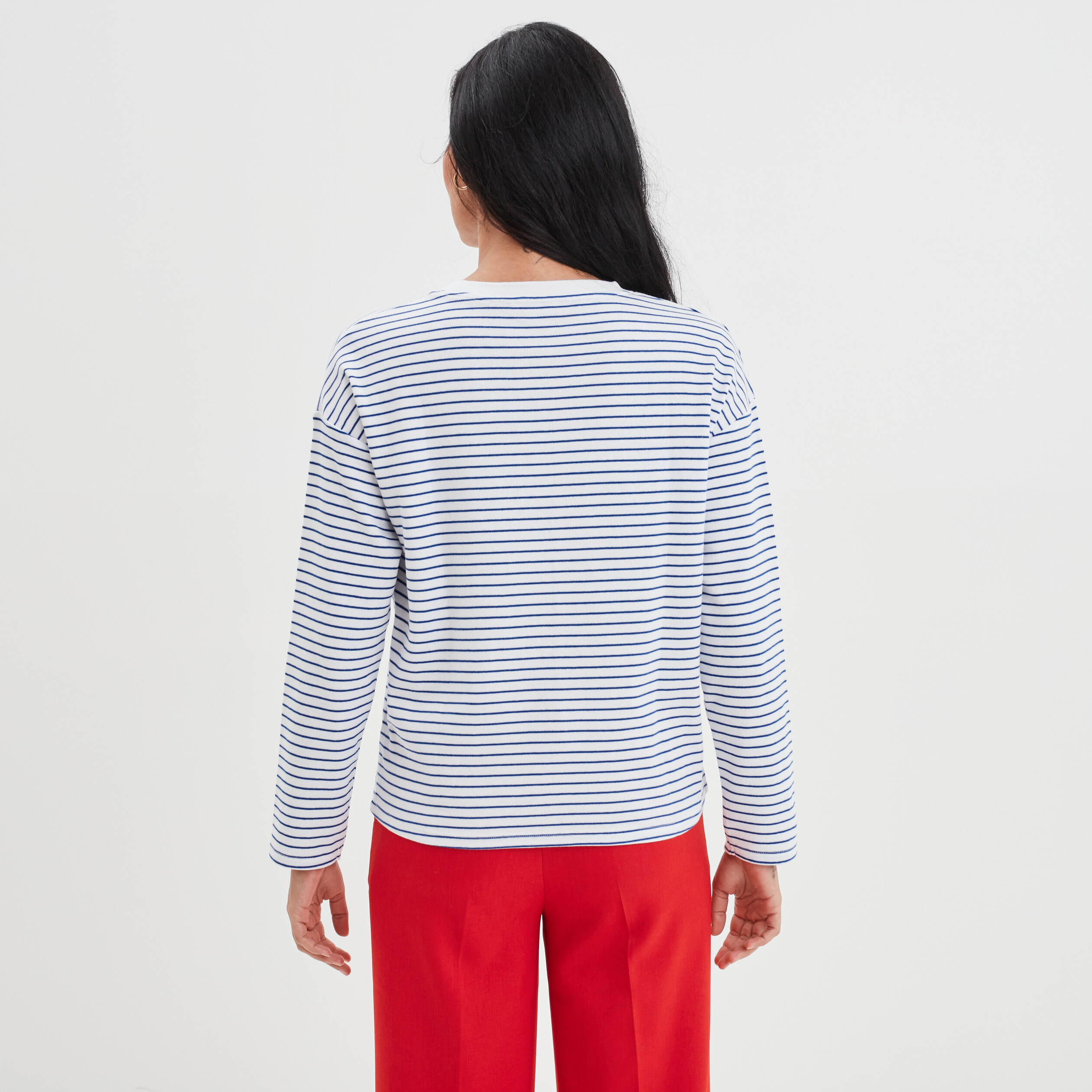 T-shirt col rond manches longues Creeks ecru femme | La Halle