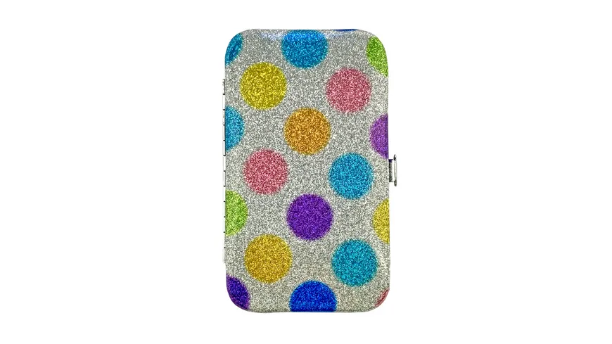 Rahmenmaniküre Etui, 6-teilig, Punkte, Glitzer Punkte, Glitzer