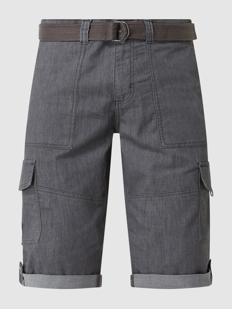 Regular Fit Bermudas mit Cargotaschen in mittelgrau