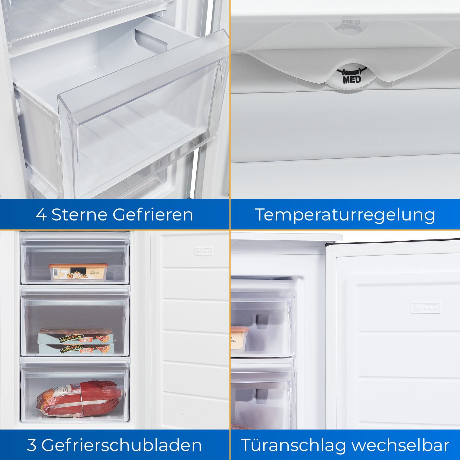 exquisit Gefrierschrank GS581-040C weiss, 85.5 cm hoch, 54.5 cm breit, Griffmulde