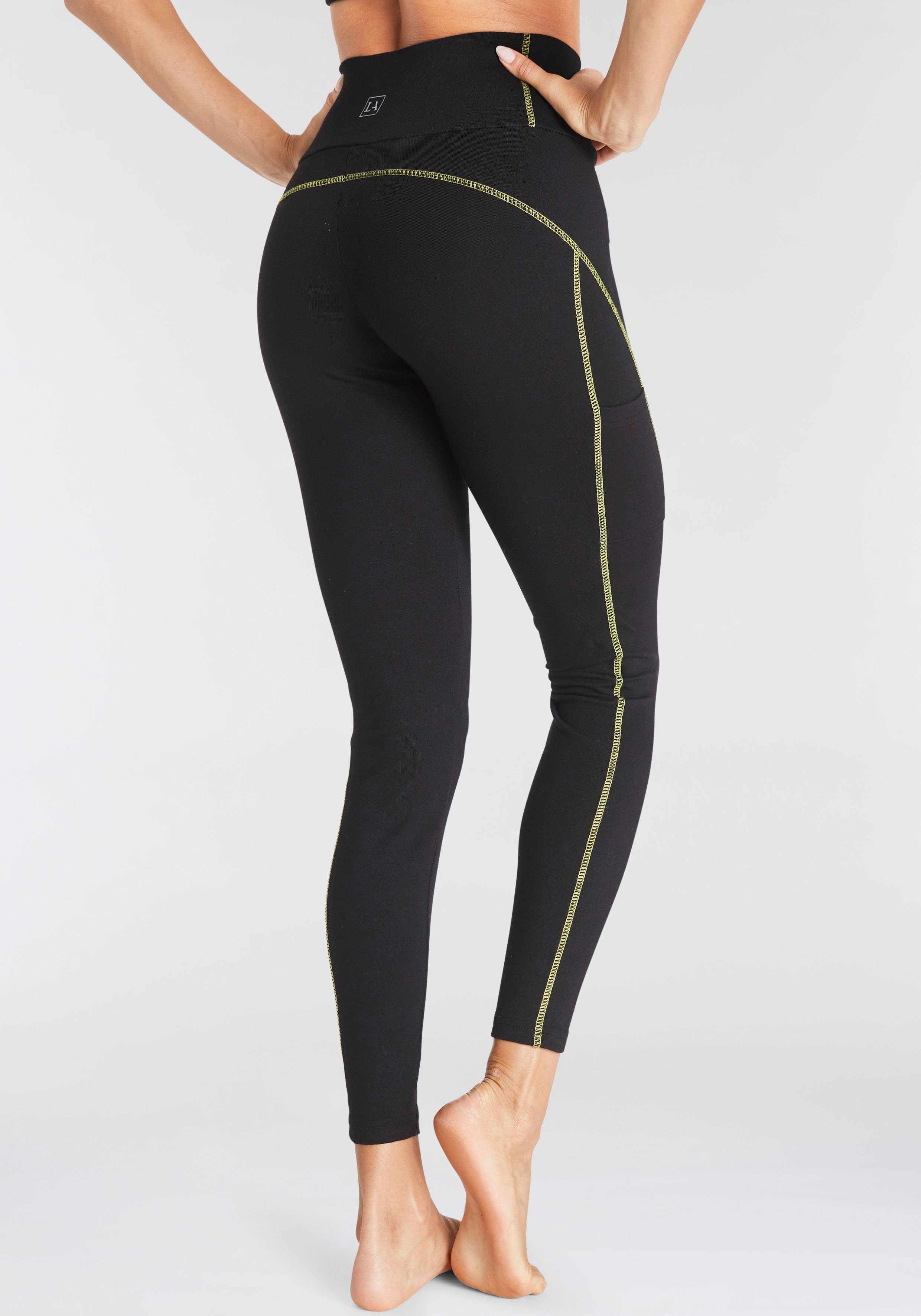 LASCANA ACTIVE Leggings -Sporthose mit Kontrastnähten und breitem Bund