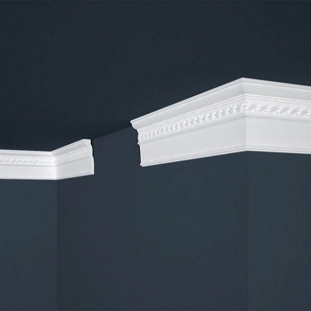 PROVISTON Stuckleiste Polystyrol, 34 x 98 x 2000 mm, Weiß, Deckenleiste