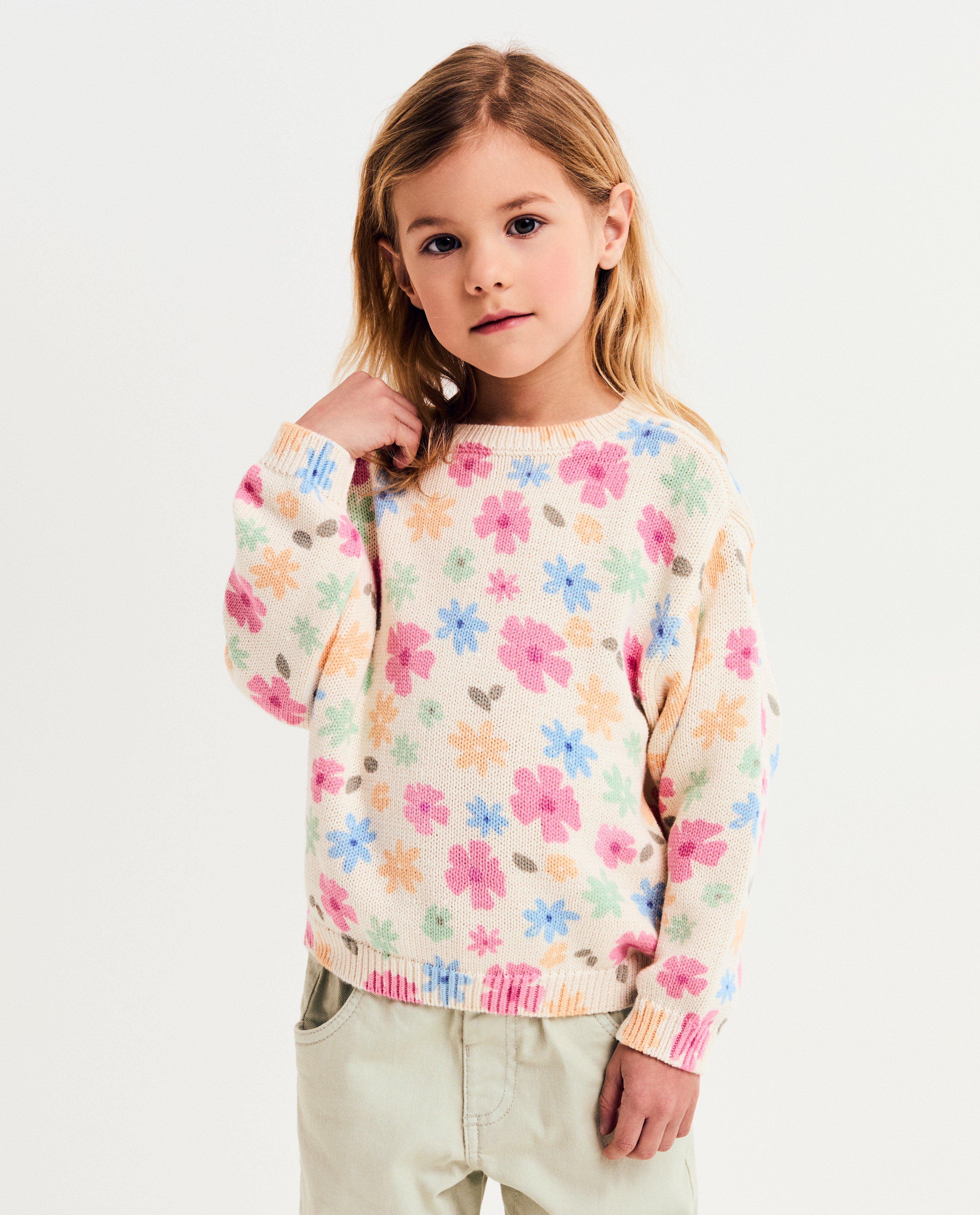 Pulover Maya cu imprimeu floral bej deschis