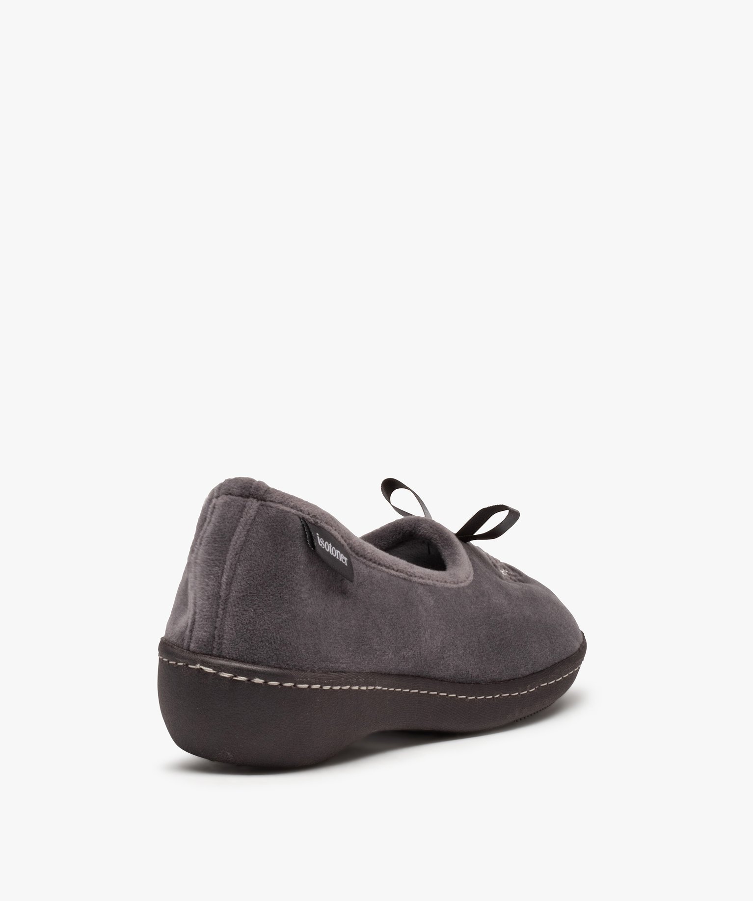 Chaussons femme ballerines confort en velours - Isotoner gris | GEMO