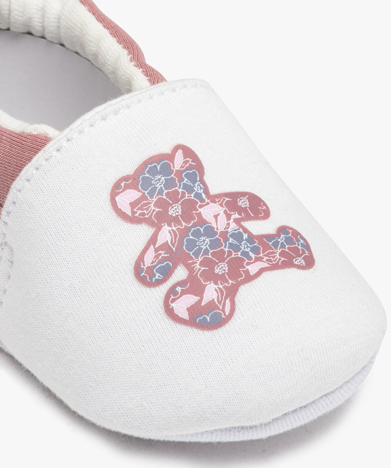Chaussons de naissance bébé fille en jersey avec ourson im... blanc | GEMO