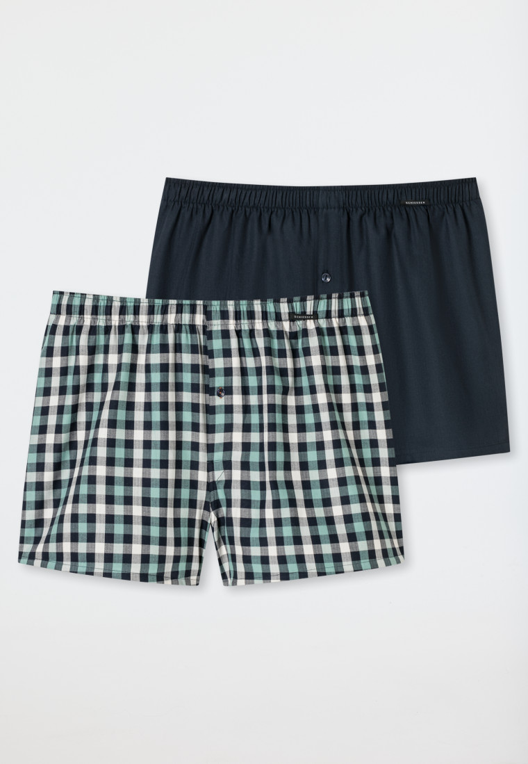 Boxershorts 2er-Pack Webware uni & kariert - Boxershorts Multipacks