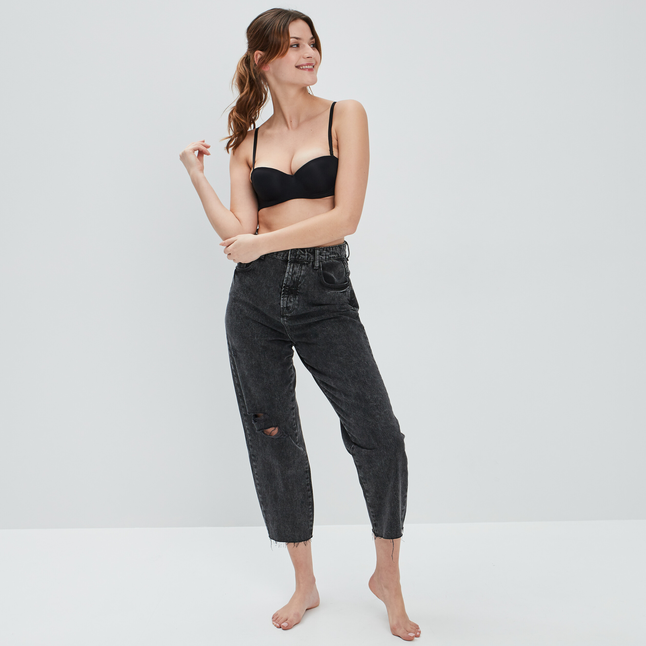 Soutien-gorge balconnet microfibre noir femme | La Halle