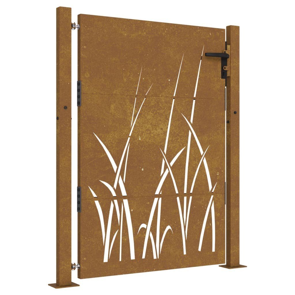 vidaXL Gartentor Gartentor 105x130 cm Cortenstahl Gras-Design