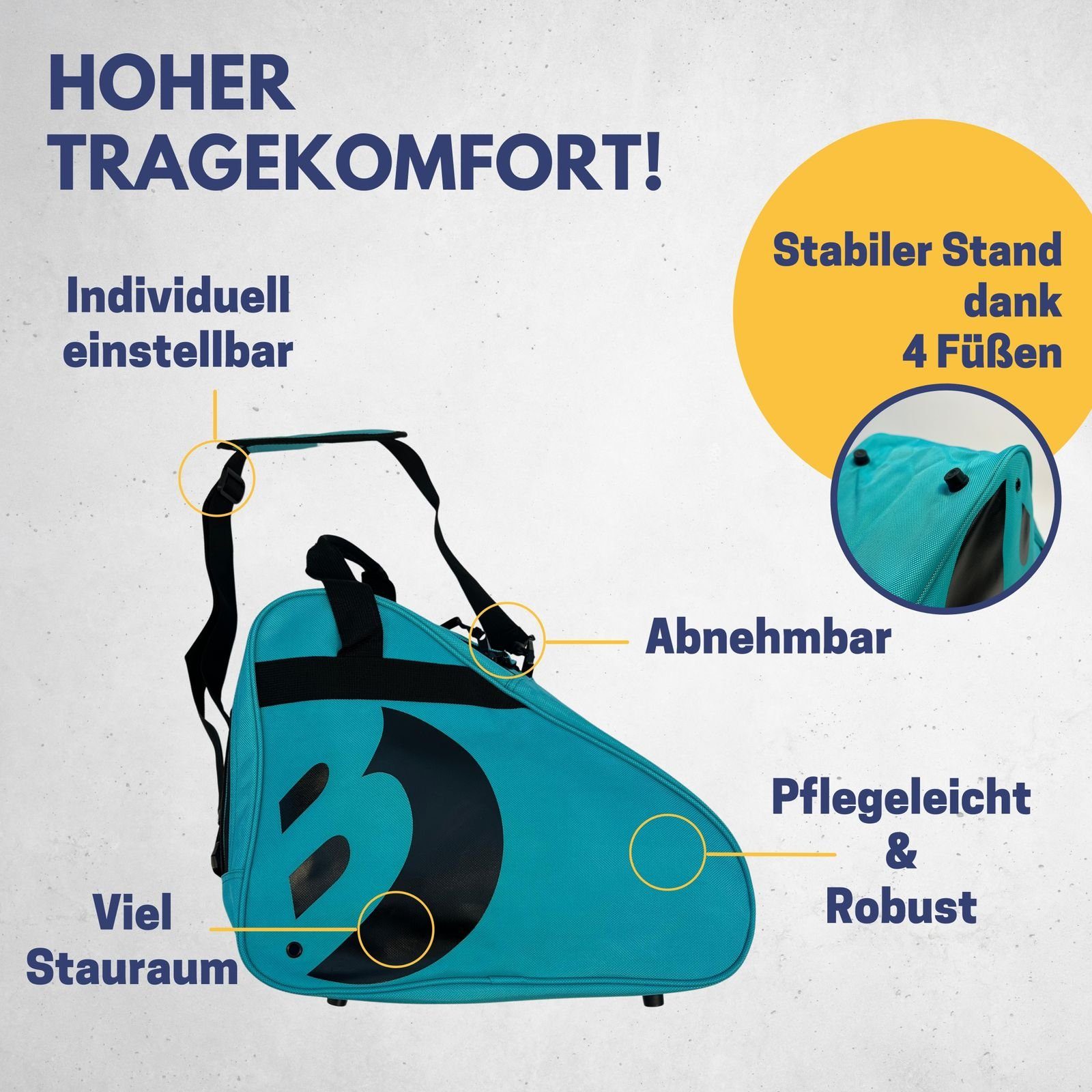 Best Sporting Sporttasche Best Sporting Tasche für Inlineskates und Schlittschuhe, Schlittschuhtasche mit verstellbarem Trageriemen I Rollschuhtasche I große Inliner-Tasche I Schlittschuhe Tasche