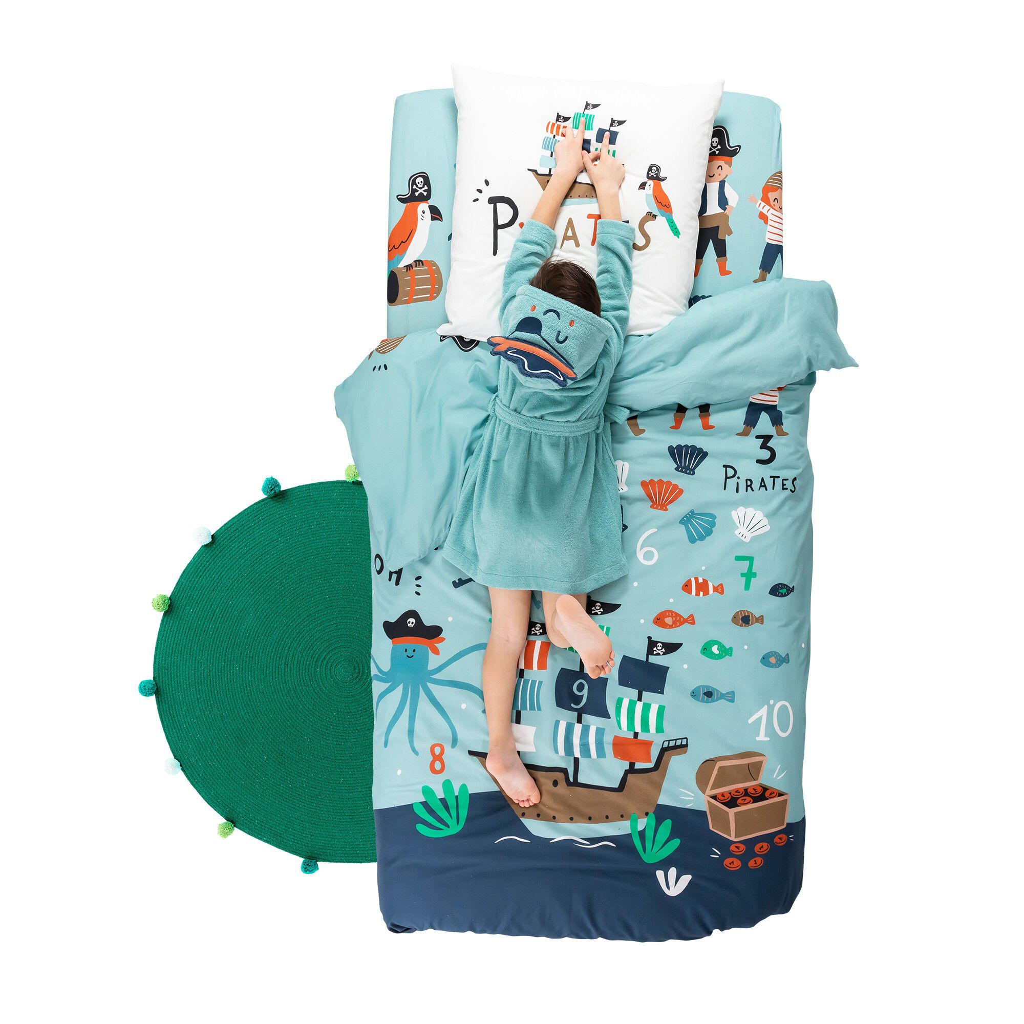 Linge de lit enfant Pirates imprimé en coton