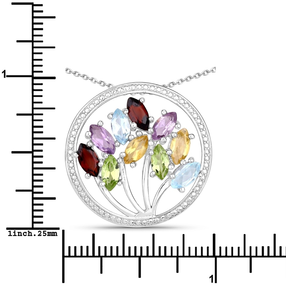 Rafaela Donata Chaîne Tree of Life Argent sterling Grenat en Argent Bijoux