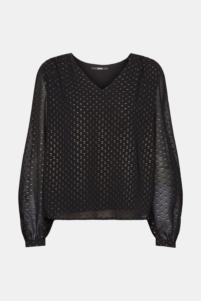 Bluse mit V-Ausschnitt und goldenem Glitter-Effekt