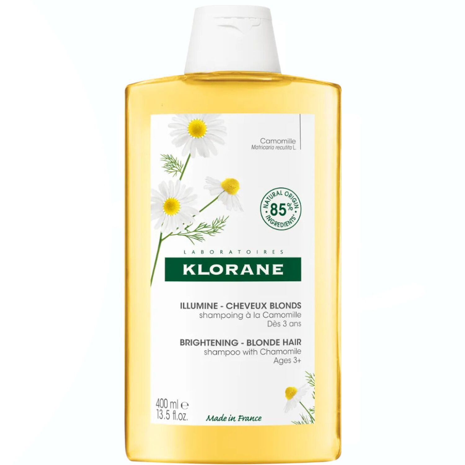 Klorane Shampoing Blondissant et Illuminateur à la Camomille - Cheveux Blonds 400 ml