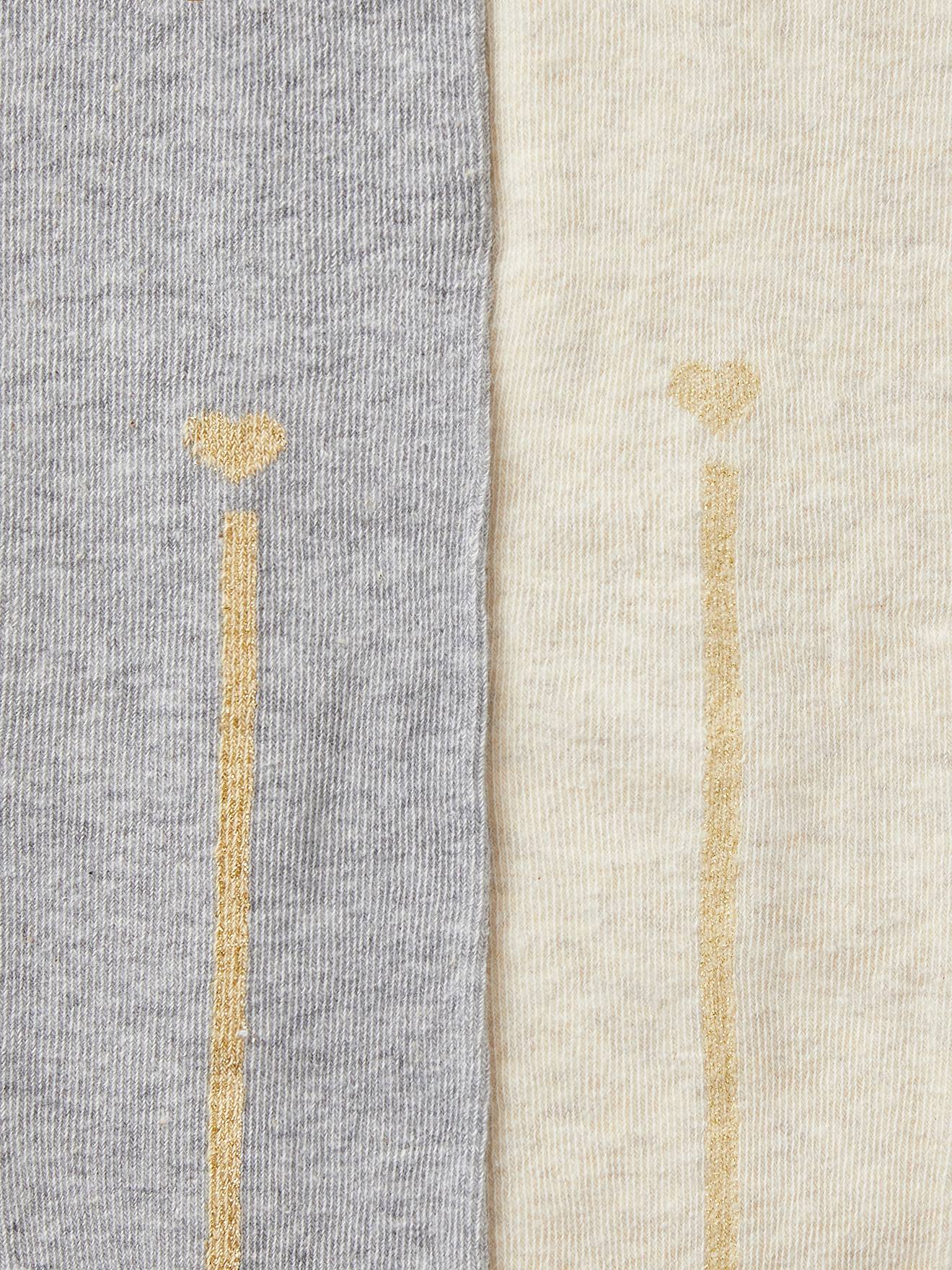 Lot de 2 collants bande lurex fille gris chiné
