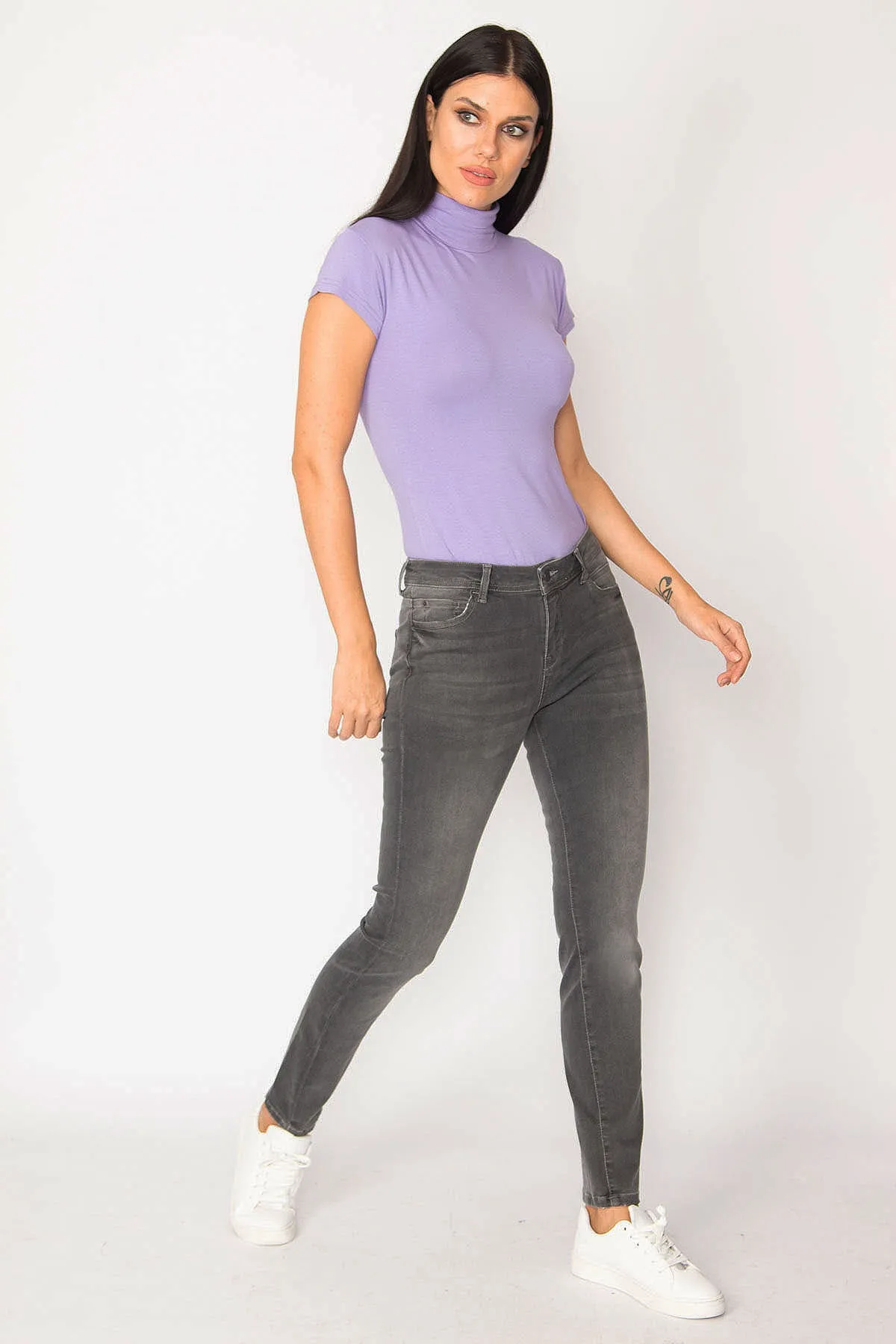 Şans Tekstil  Geräucherte, gewaschene 5-Pocket-Lycra-Jeans für Damen 85n6260