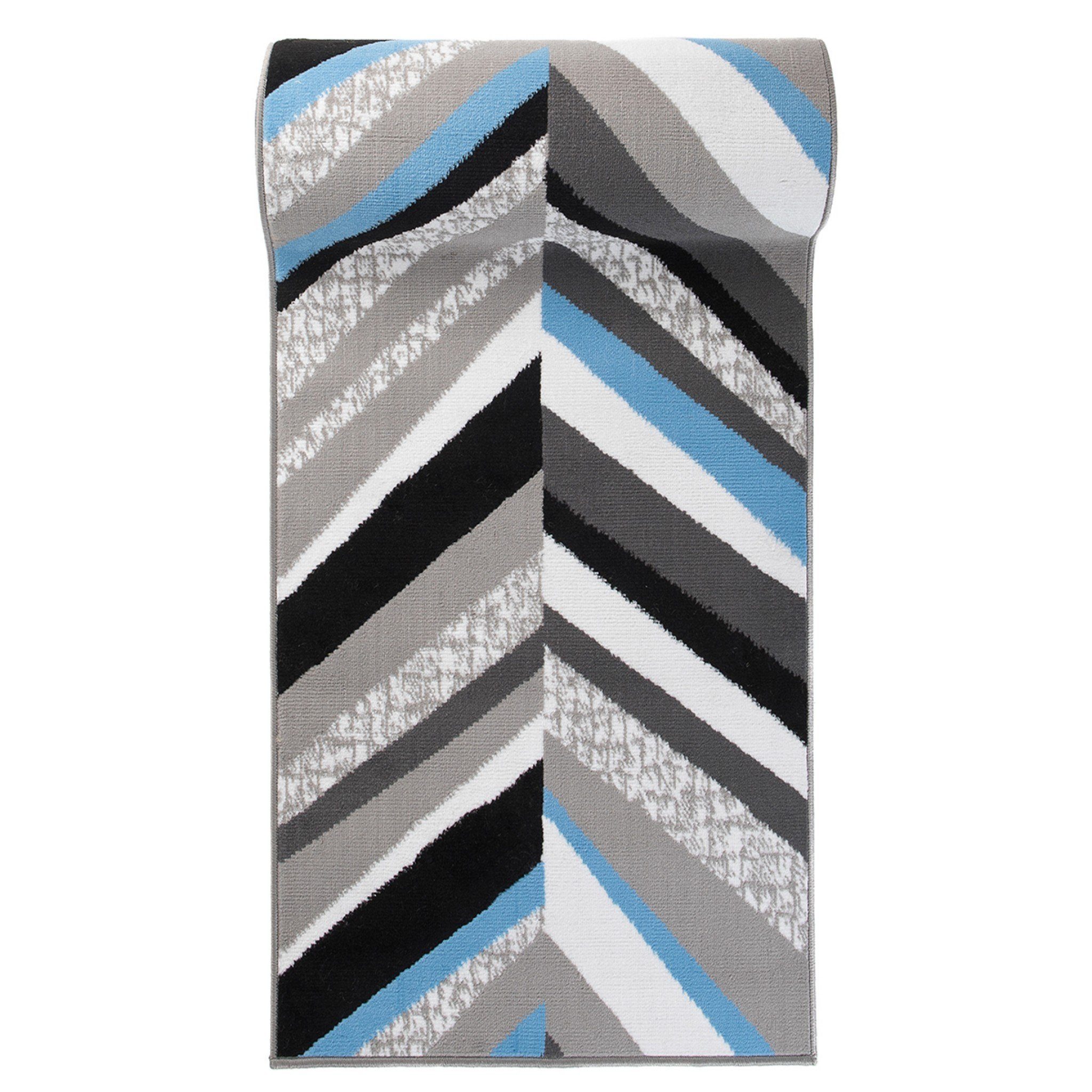 Läufer Läufer Flurläufer Modern für Vorzimmer 70 cm Breit Grau Blau, Mazovia, 70 x 100 cm, Kurzflor, Meterware, Höhe 8 mm, Kurzflor - niedrige Florhöhe