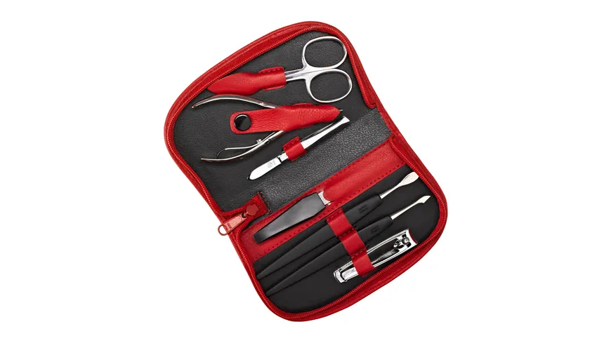 Maniküre-Etui Leder 7-teilig rot