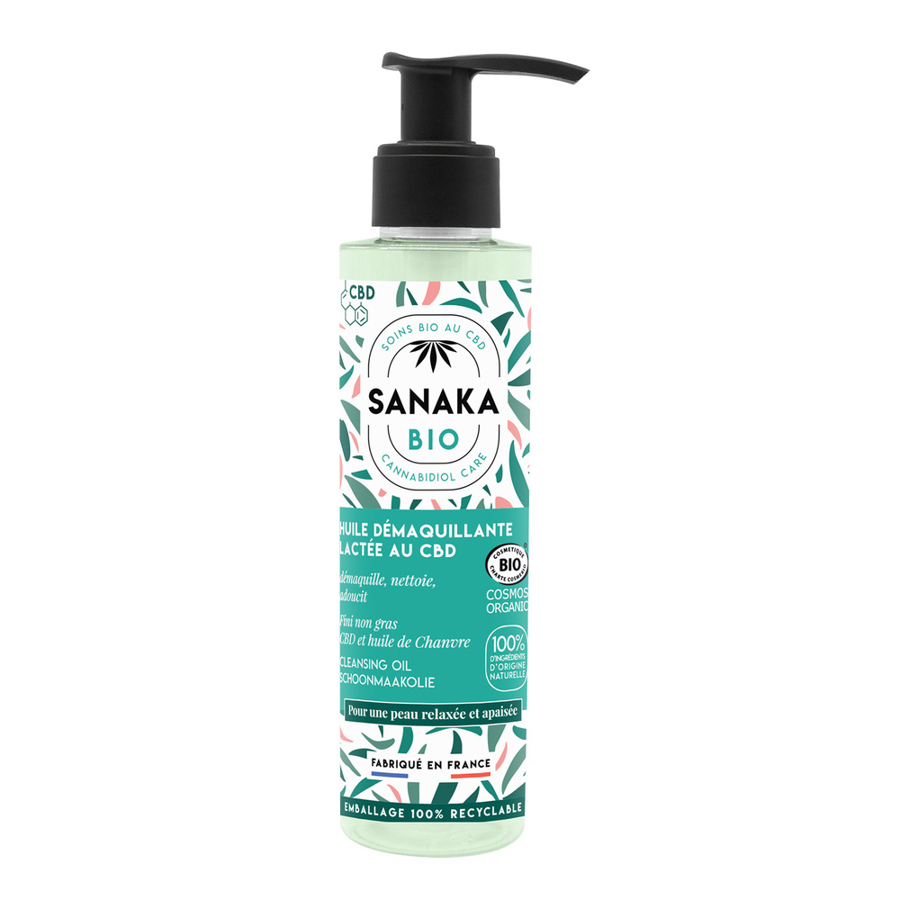 sanaka bio Huile démaquillante lactée CBD & CHANVRE - Certifiée BIO COSMOS - 150ml Huile