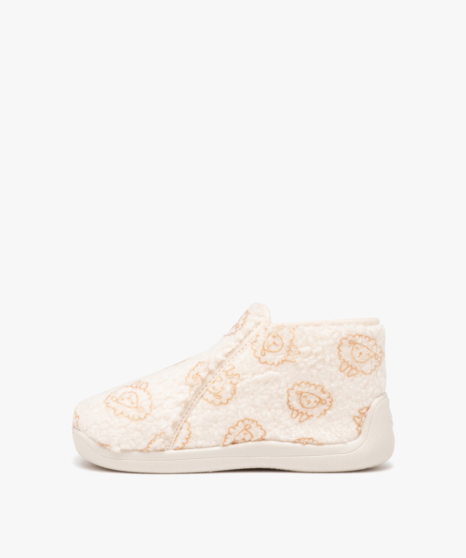Chaussons fille bottillons imprimés dessus imitation mouton beige | GEMO